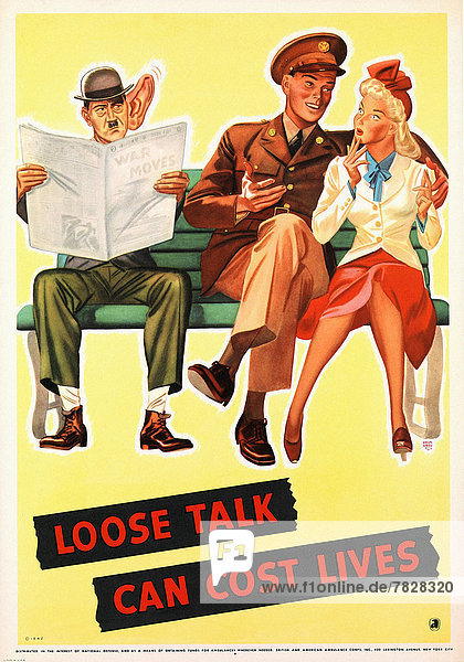 World War II  Second World War  world war  war  poster  Propaganda  propaganda poster  USA  second world war  American  soldier  woman  friend  swagger  Hitler  hear  information  news  message  betrayal  danger  threat  silence  spying  1942