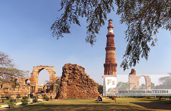hoch  oben  Delhi  Hauptstadt  Asien  Indien  Islam  Minarett  Moschee