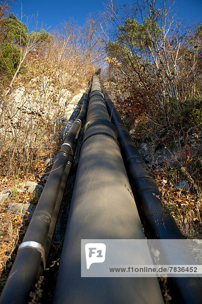 Uphill pipeline in Kufstein  Tyrol  Italy