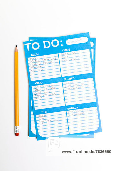 Eine wöchentliche To-Do-Liste mit verschiedenen Aufgaben und Aufgaben