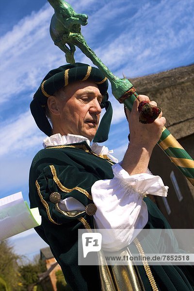 Leader of the Procession for the Old Annual Custom of Bottle-kicking  Hallaton  Leicestershire  England  United Kingdom  Europe