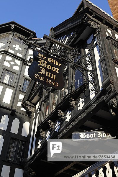Europa Großbritannien Stiefel Fassade Hotel Cheshire England Hälfte