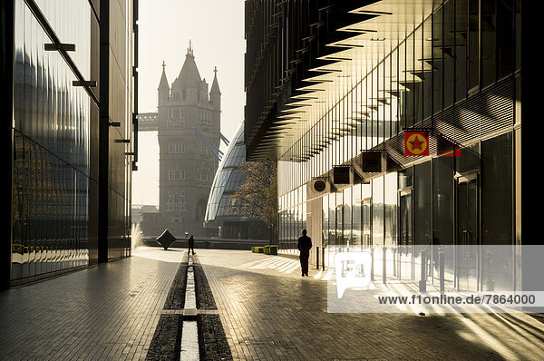 Tower Bridge and office buildings  London  England  UK