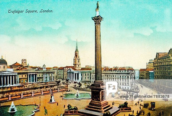 Trafalgar Square (postcard 1880)  London  England  UK