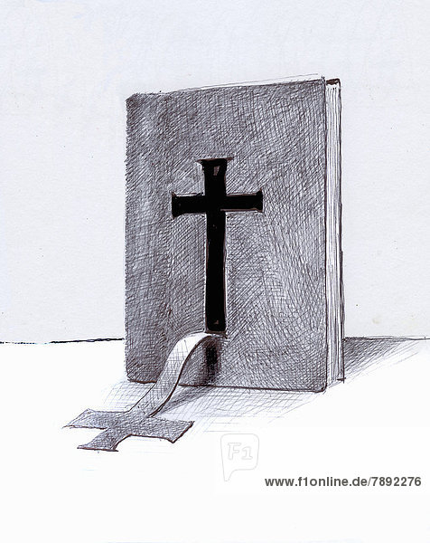 Kreuz schält sich aus dem Umschlag einer Bibel