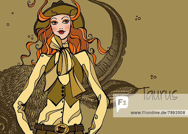 Portrait of Taurus woman zodiac sign