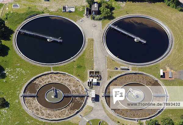 Aerial view  sewage treatment plant