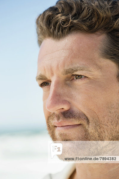 Close-up of a man on the beach