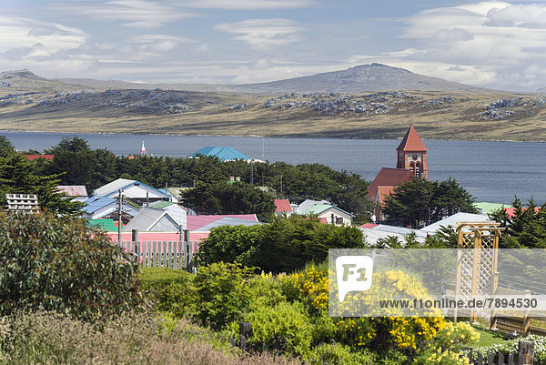 View of Stanley  Christ Church Cathedral  Stanley Harbour Fjord