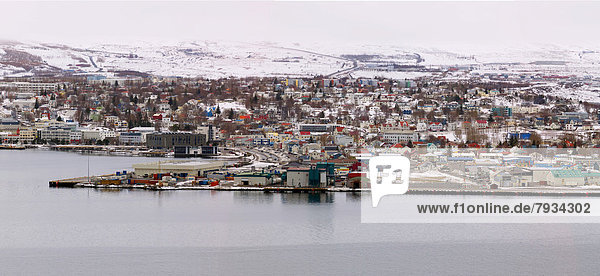 Panoramic view of the town of Akureyri