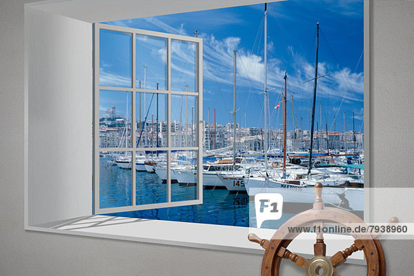Fischereihafen  Fischerhafen  Fenster  weiß  Ansicht  Marseille