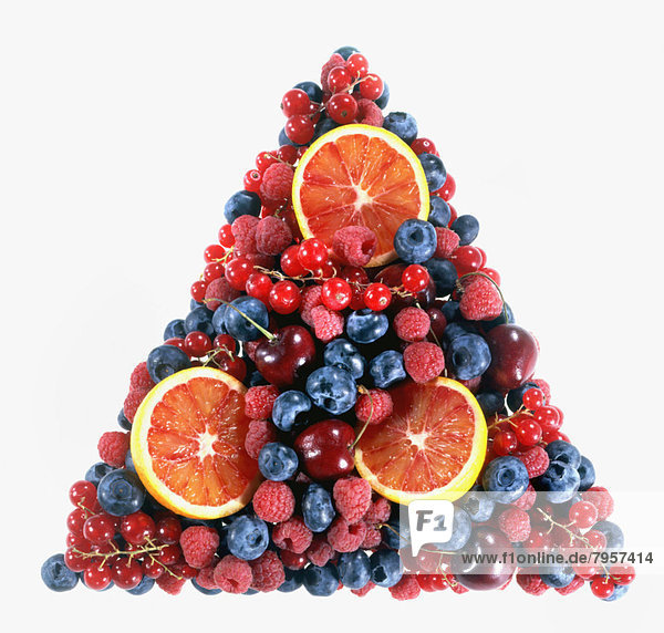 Studio Shot of pyramid made of fruits
