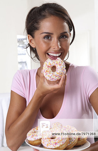 Frau Donut essen essend isst
