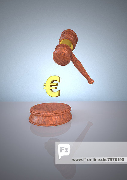 Abbildung des Hammers mit goldenem Euro-Symbol