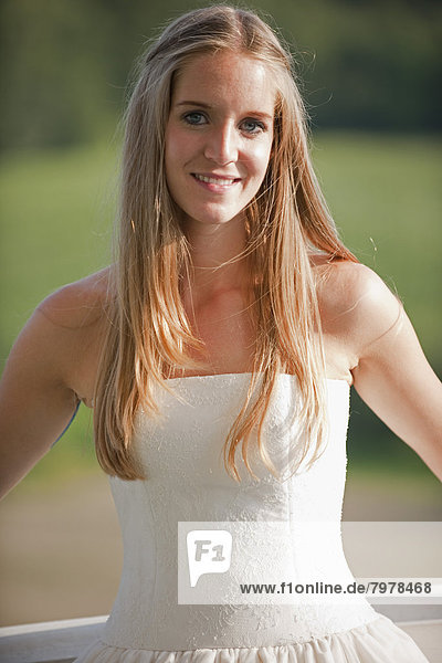 Germany  Portrait of young bride  smiling