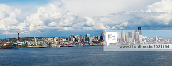 Panoramic aerial view of Seattle  Washington State  USA