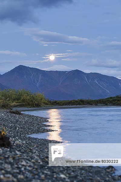 Nationalpark  Fluss  Bach  Spiegelung  Eingang  Noatak  Alaska  Alaska  Arktis  Mondschein