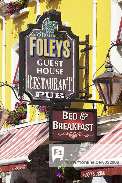 A sign for a restaurant and bed and breakfast Kenmare county kerry ireland