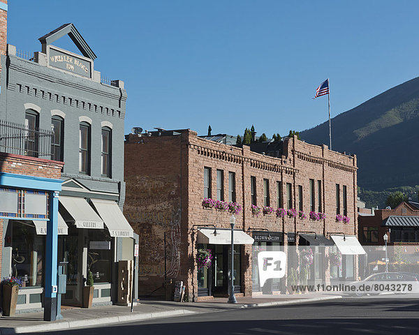 Downtown shopping district of Aspen  Colorado  USA