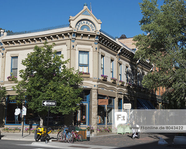 Downtown shopping district of Aspen Colorado USA