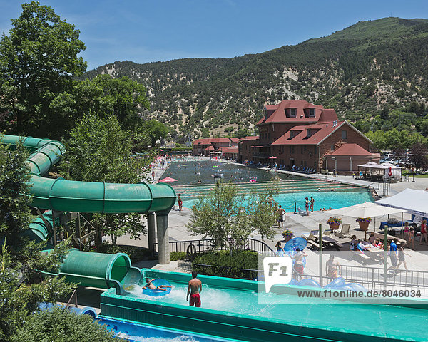 Largest outdoor mineral hot springs in world  Glenwood Springs  Colorado. USA