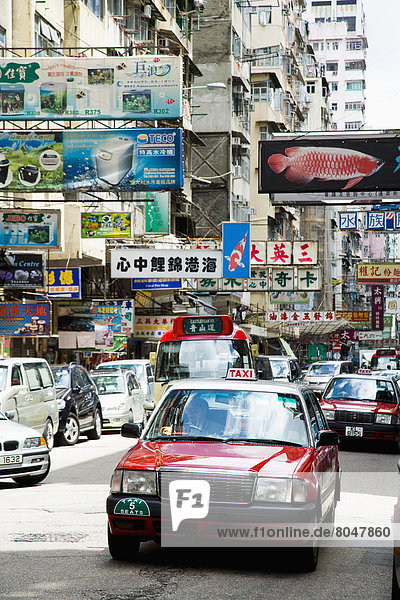 Auto  Straße  beschäftigt  Taxi  China  Hongkong
