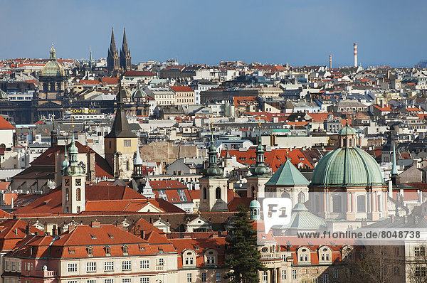 Elevated view of town  Prague  Czech Republic