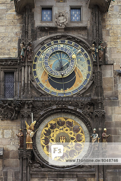 Astronomical clock at Town Hall  Prague  Czech Republic