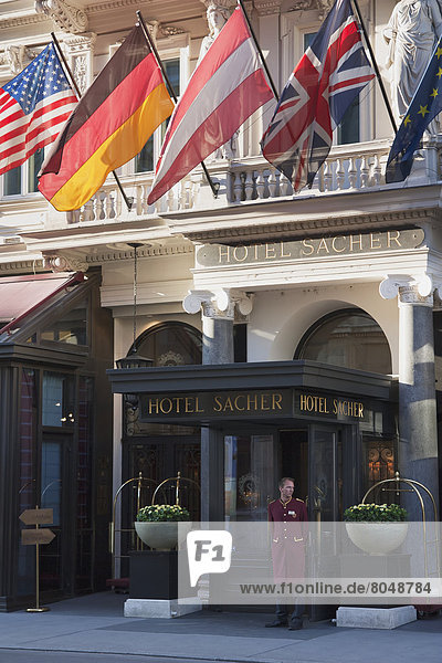 Entrance to Hotel Sacher  Vienna  Austria