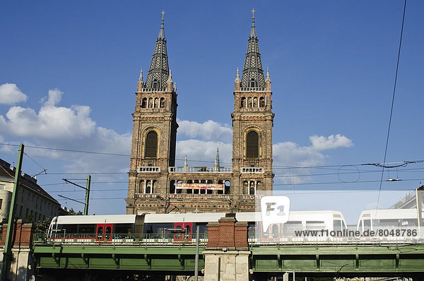 Church near Thaliastrasse with tram in foreground  Vienna  Austria