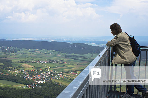 Man contemplating landscape in Hohe Wand Naturpark  Hohe Wand  Austria