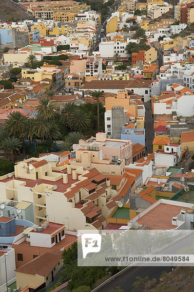 Elevated view of town  San Sebastian  La Gomera  Canary Islands  Spain