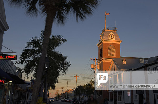 Old City Hall clock tower  Key West  Florida Keys  Florida  USA