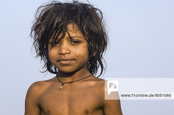 India  Karnataka  Portrait of Indian boy on Gokarna Beach  Gokarna