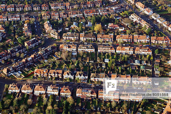 Luftaufnahme des Wohnbezirks  London  England  Großbritannien
