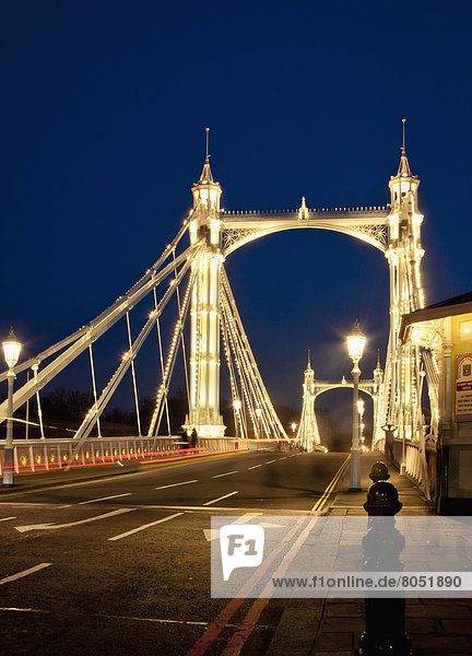 Albert Bridge at night  London  England  UK