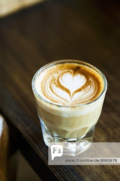 Latte with a Heart Design in a Glass