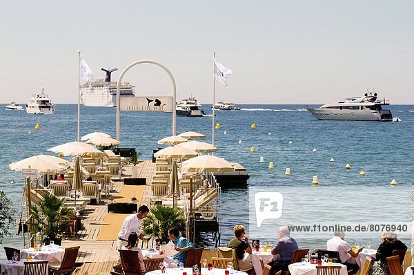 Frankreich Strand Meer Restaurant Cote d Azur Cannes Ponton
