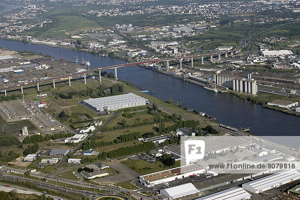 Wohngebäude  Industrie  Brücke  Insel  Ansicht  Nantes  Loire