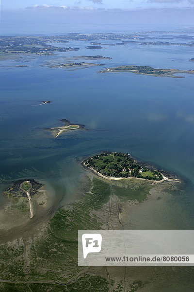 über klein Insel Ansicht Luftbild Fernsehantenne Morbihan