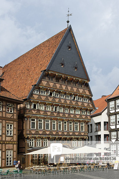 Knochenhaueramtshaus or Butchers' Guild Hall  market square with half-timbered houses