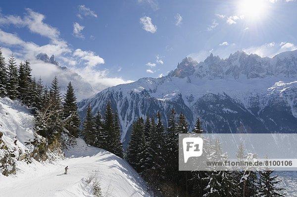 Brevant ski area  Aiguilles de Chamonix  Chamonix  Haute-Savoie  French Alps  France  Europe