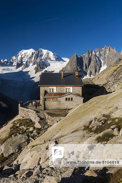 Refuge du Couvercle  Mont Blanc at back