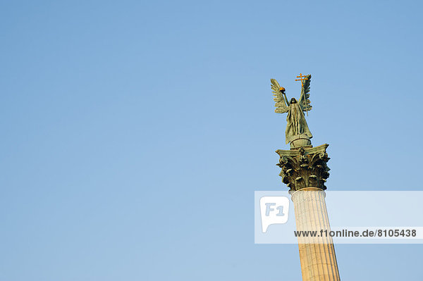 Statue Of The Archangel Gabriel  That Holds The Holy Crown Of St. Stephen  Heroes Square  Budapest  Hungary Â© Dosfotos / Axiom