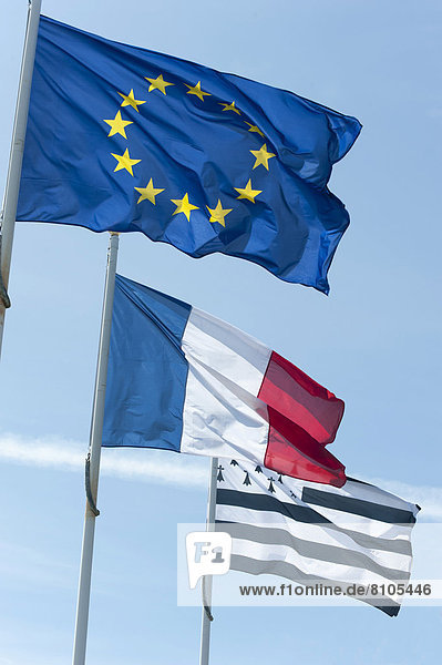 Eu-Flagge  französische Flagge und bretonische Flagge