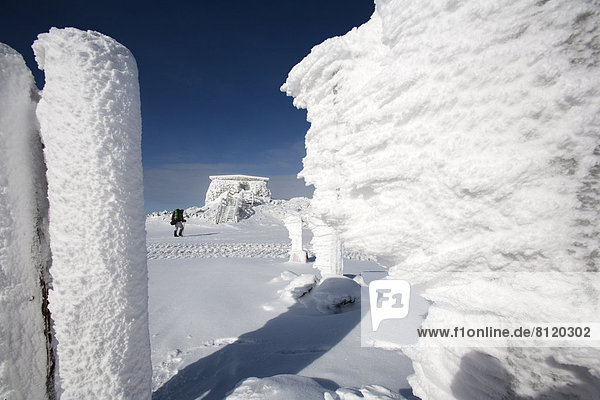 Adventure Building Exterior Cold Temperature Color Image Day Discovery Education Exploration Frozen Getting Away From It All Hiking Hobbies Horizontal Ice Learning Leisure Activity Mount Washington Observatory Mountain Mountain Range Mt Washington New Hampshire Outdoors People In The Background Photography Recreational Pursuit Research Science Selective Focus Snow Snowcapped Sport USA Winter