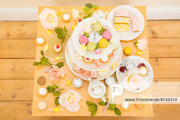Table with assortment of cakes and confectionery