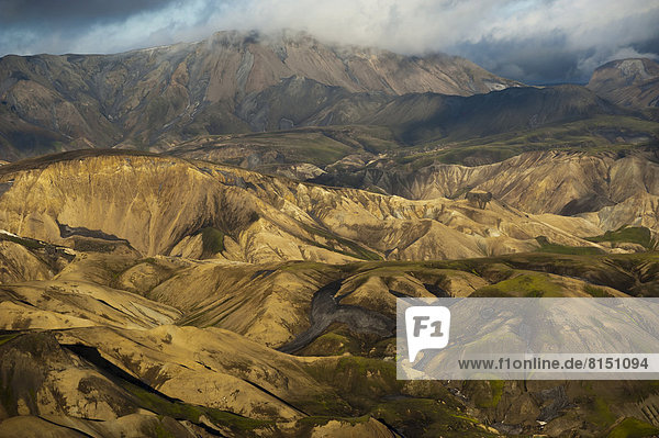 Aerial view rhyolite mountains in the Landmannalaugar area