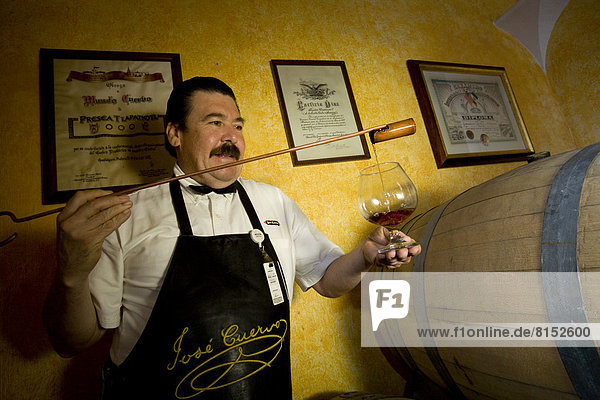Meister-Destillateur prüft die Qualität  Tequila-Brennerei José Cuervo