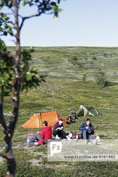 Hikers on camping
